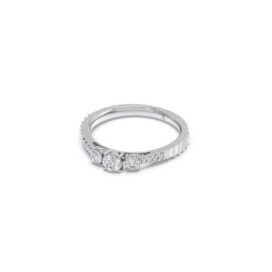 Trilogy Diamond Ring with Diamond Shoulders