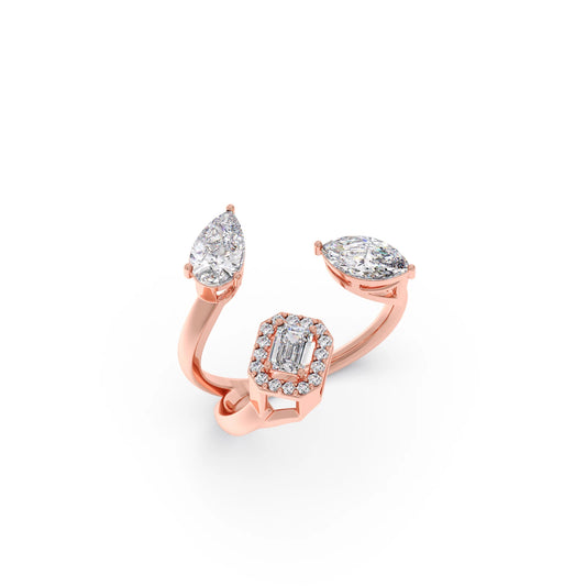 Pear & Emerald Trio Diamond Ring