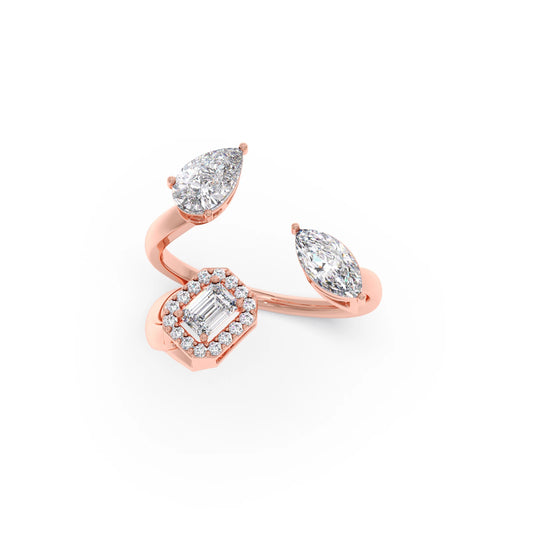 Pear & Emerald Trio Diamond Ring