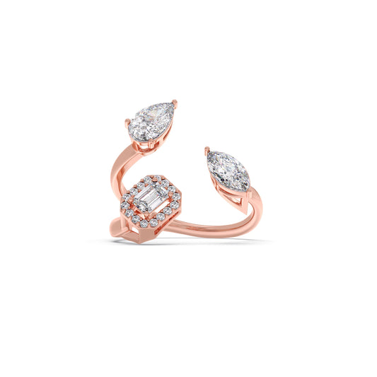 Pear & Emerald Trio Diamond Ring
