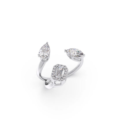 Pear & Emerald Trio Diamond Ring