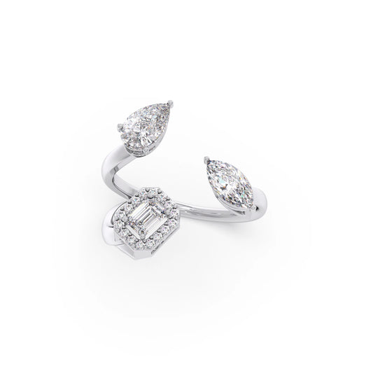 Pear & Emerald Trio Diamond Ring