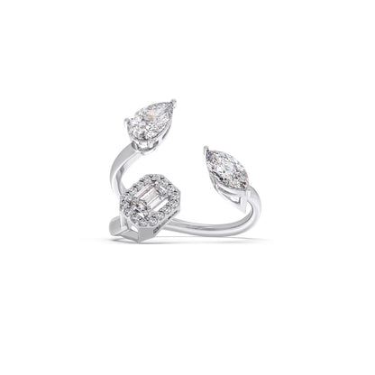Pear & Emerald Trio Diamond Ring