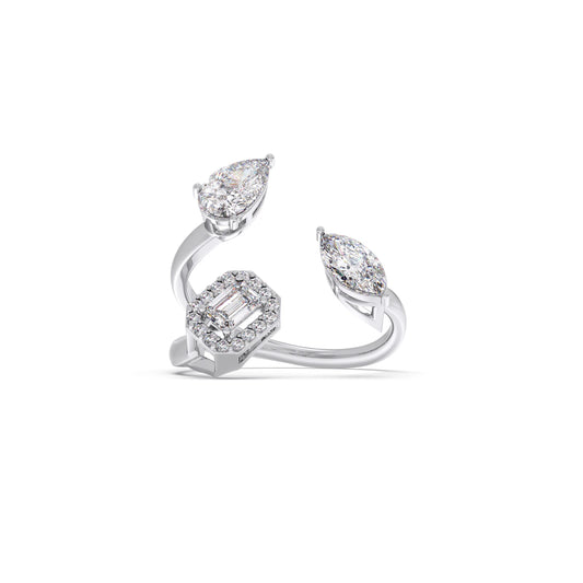 Pear & Emerald Trio Diamond Ring