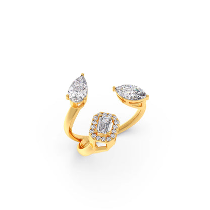 Pear & Emerald Trio Diamond Ring
