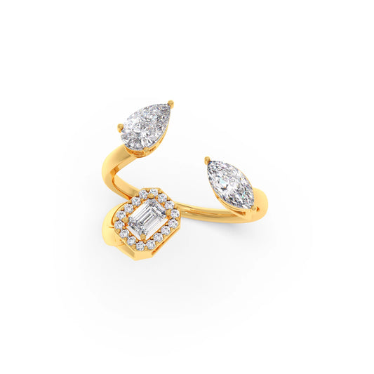 Pear & Emerald Trio Diamond Ring