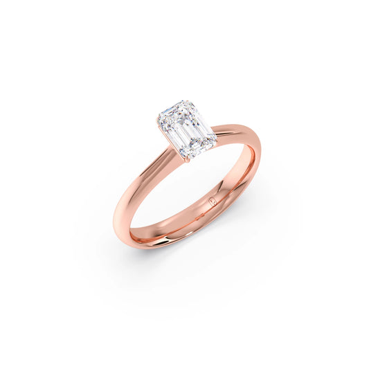 Four Prongs Emerald-Cut Solitaire Engagement Ring