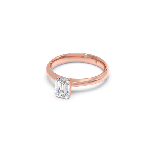 Four Prongs Emerald-Cut Solitaire Engagement Ring