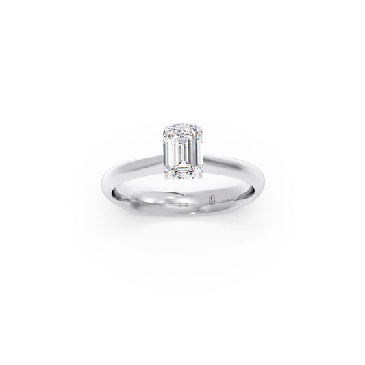 Four Prongs Emerald-Cut Solitaire Engagement Ring