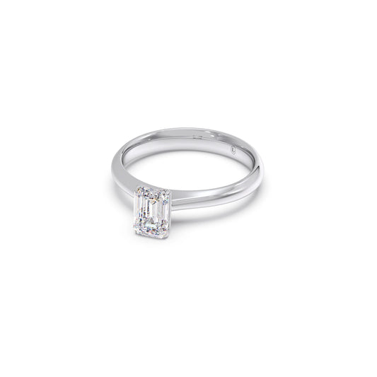 Four Prongs Emerald-Cut Solitaire Engagement Ring