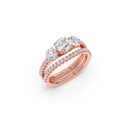 Three-Stone Engagement Ring with Accent Diamonds