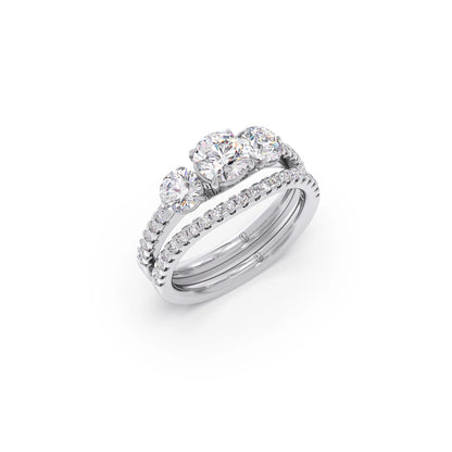 Three-Stone Engagement Ring with Accent Diamonds