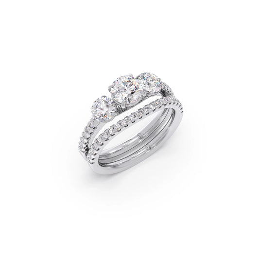 Three-Stone Engagement Ring with Accent Diamonds