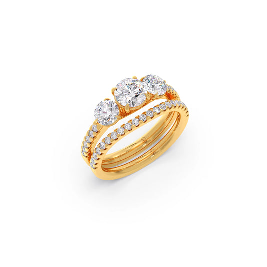 Three-Stone Engagement Ring with Accent Diamonds