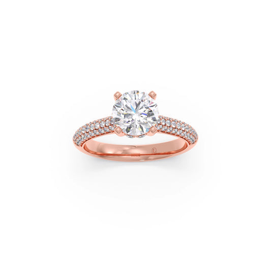 Sparkling Round Solitaire with Diamond Accent Band Engagement Ring