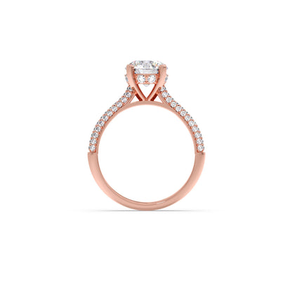 Sparkling Round Solitaire with Diamond Accent Band Engagement Ring