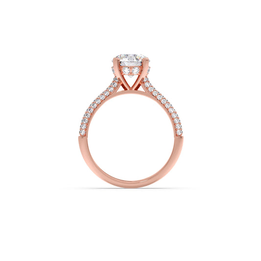Sparkling Round Solitaire with Diamond Accent Band Engagement Ring