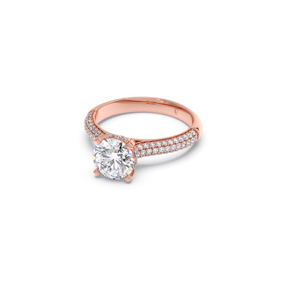 Sparkling Round Solitaire with Diamond Accent Band Engagement Ring