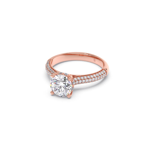 Sparkling Round Solitaire with Diamond Accent Band Engagement Ring