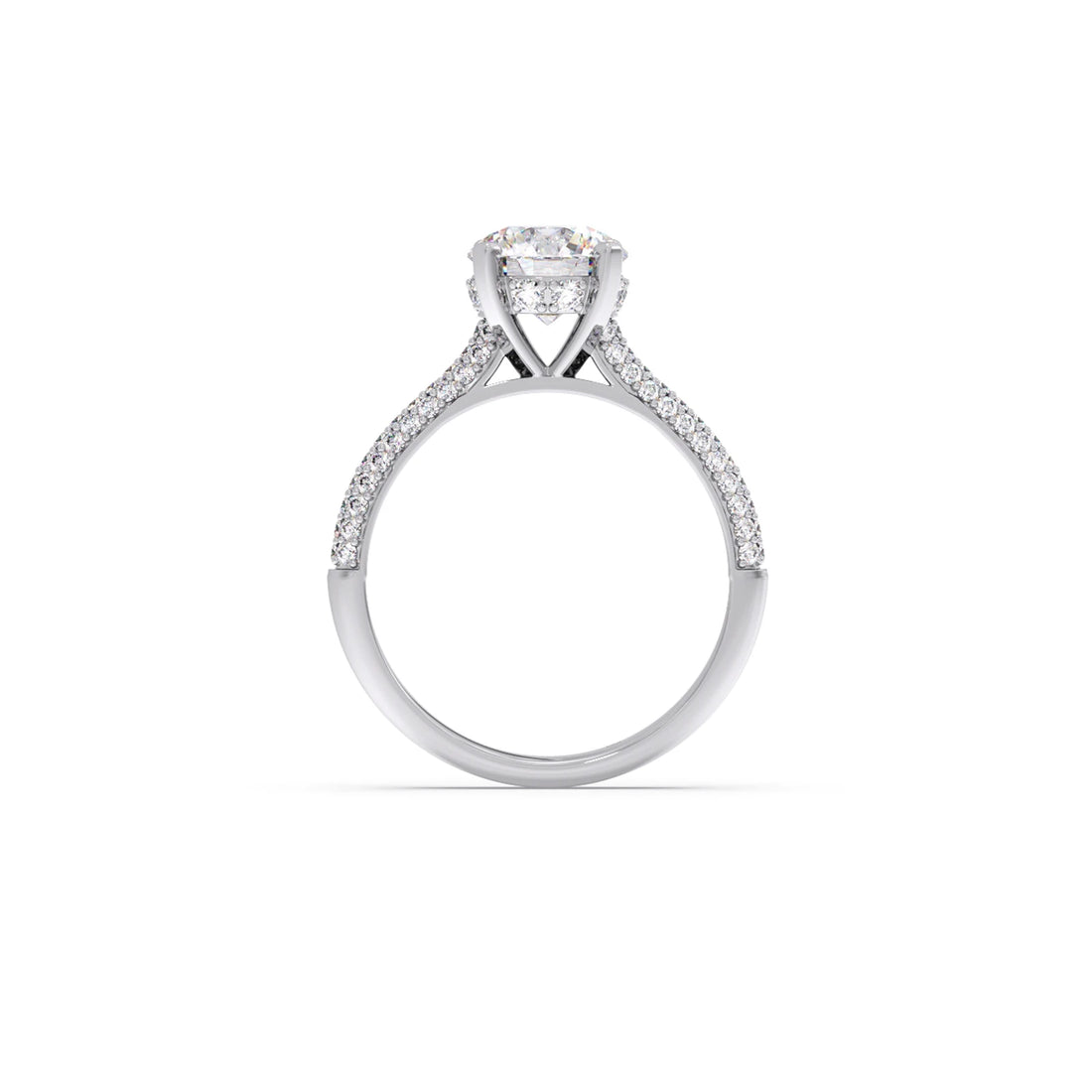 Sparkling Round Solitaire with Diamond Accent Band Engagement Ring