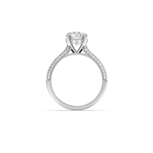 Sparkling Round Solitaire with Diamond Accent Band Engagement Ring