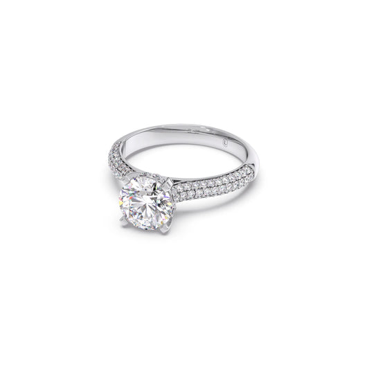 Sparkling Round Solitaire with Diamond Accent Band Engagement Ring