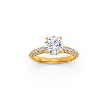 Sparkling Round Solitaire with Diamond Accent Band Engagement Ring