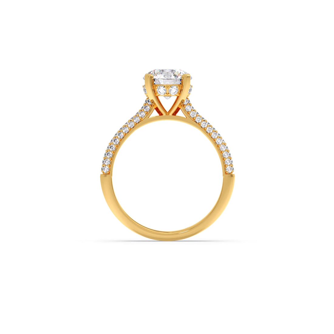 Sparkling Round Solitaire with Diamond Accent Band Engagement Ring
