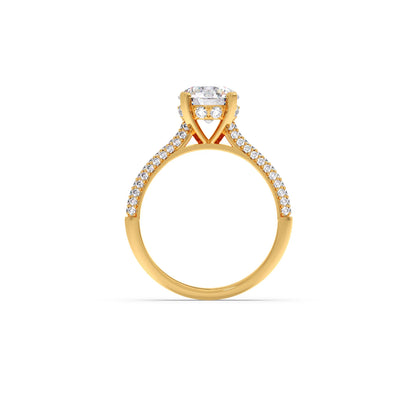 Sparkling Round Solitaire with Diamond Accent Band Engagement Ring