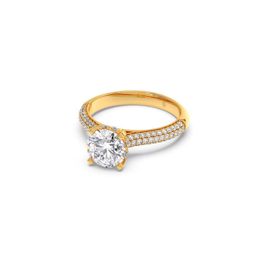 Sparkling Round Solitaire with Diamond Accent Band Engagement Ring
