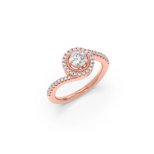 Round Halo Twist Engagement Ring – 0.50 ct