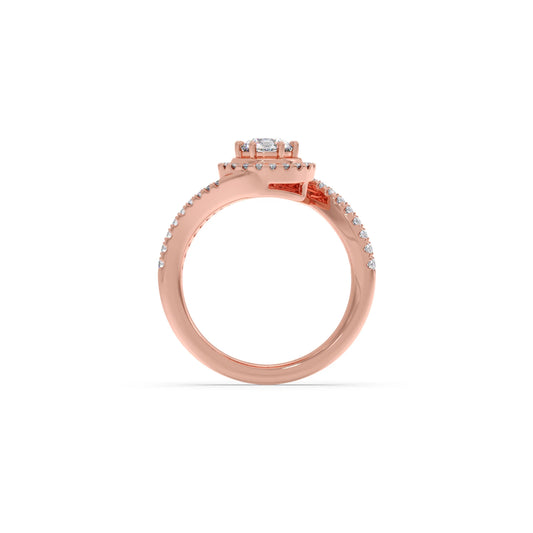 Round Halo Twist Engagement Ring – 0.50 ct