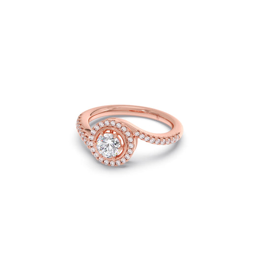 Round Halo Twist Engagement Ring – 0.50 ct
