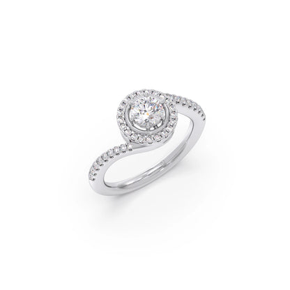 Round Halo Twist Engagement Ring – 0.50 ct