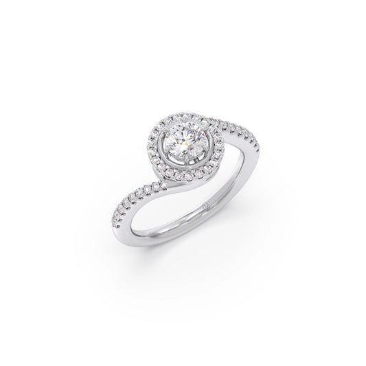 Round Halo Twist Engagement Ring – 0.50 ct