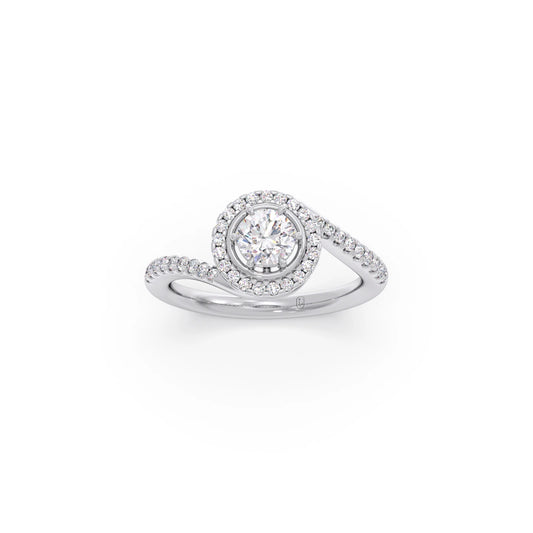 Round Halo Twist Engagement Ring – 0.50 ct