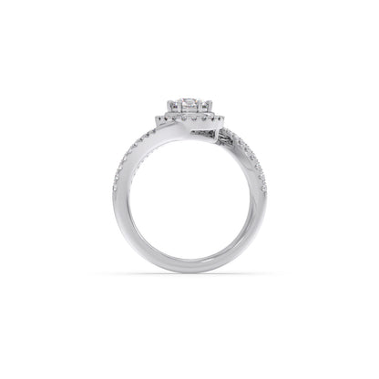 Round Halo Twist Engagement Ring – 0.50 ct