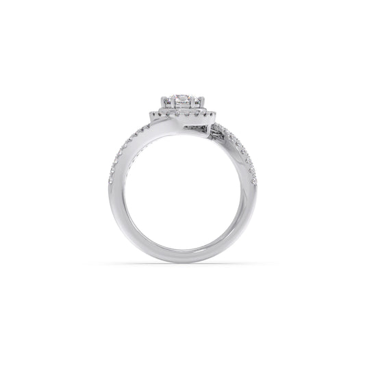 Round Halo Twist Engagement Ring – 0.50 ct