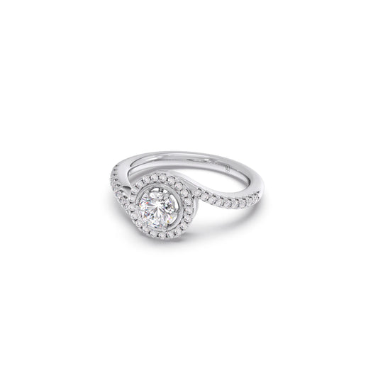 Round Halo Twist Engagement Ring – 0.50 ct