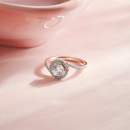 Round Halo Twist Engagement Ring – 0.50 ct
