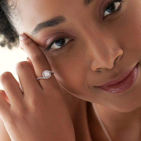 Round Halo Twist Engagement Ring – 0.50 ct