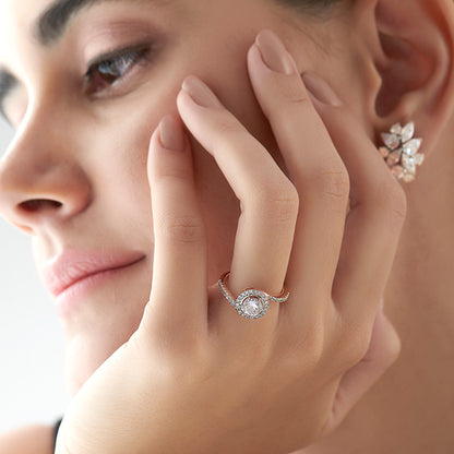 Round Halo Twist Engagement Ring – 0.50 ct