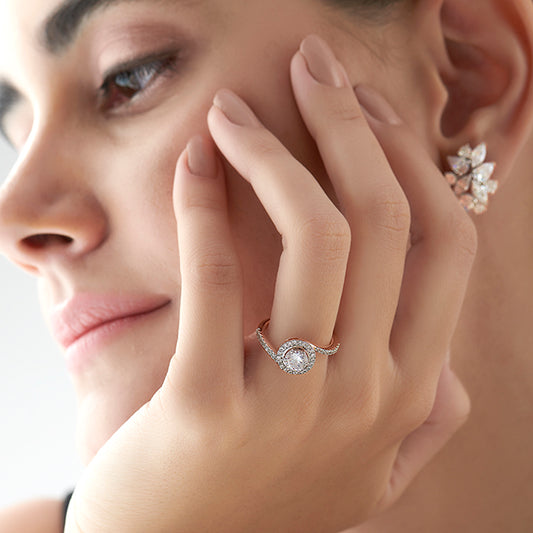 Round Halo Twist Engagement Ring – 0.50 ct