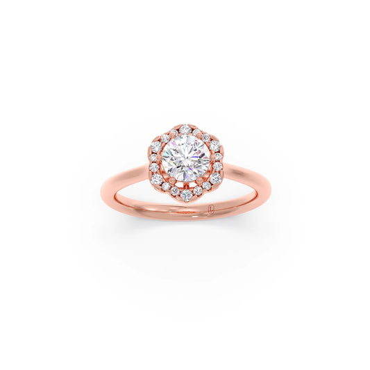 Round Halo Solitaire Ring – 9.2 MM.