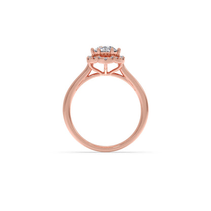 Round Halo Solitaire Ring – 9.2 MM.
