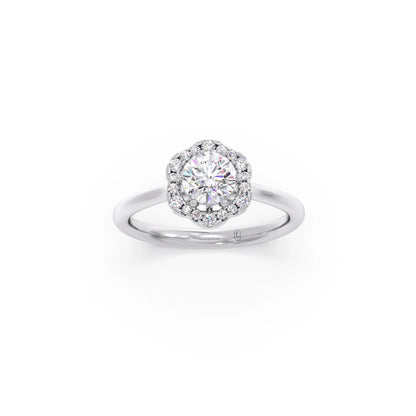 Round Halo Solitaire Ring – 9.2 MM.