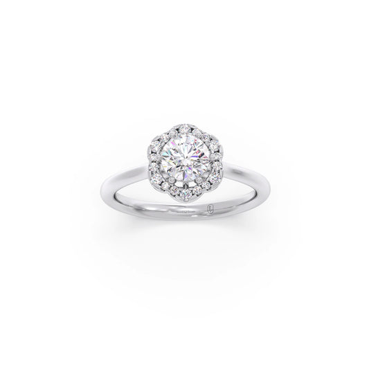 Round Halo Solitaire Ring – 9.2 MM.