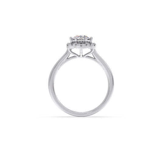 Round Halo Solitaire Ring – 9.2 MM.