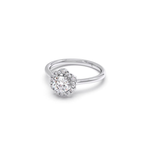 Round Halo Solitaire Ring – 9.2 MM.