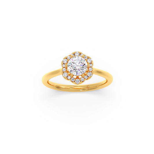 Round Halo Solitaire Ring – 9.2 MM.